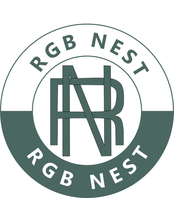 Logo of RGB NEST with a circular design and green color scheme.