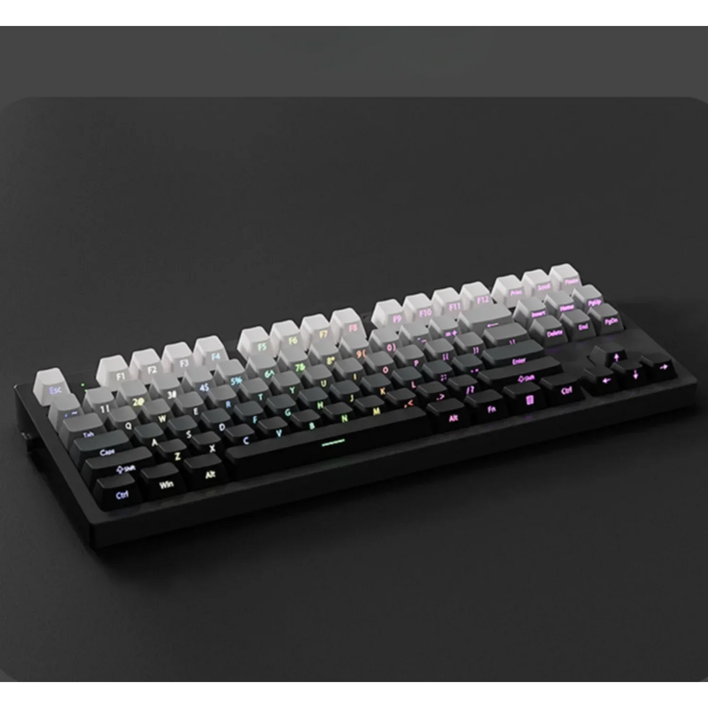 Mechanical keyboard with RGB backlighting on a dark background