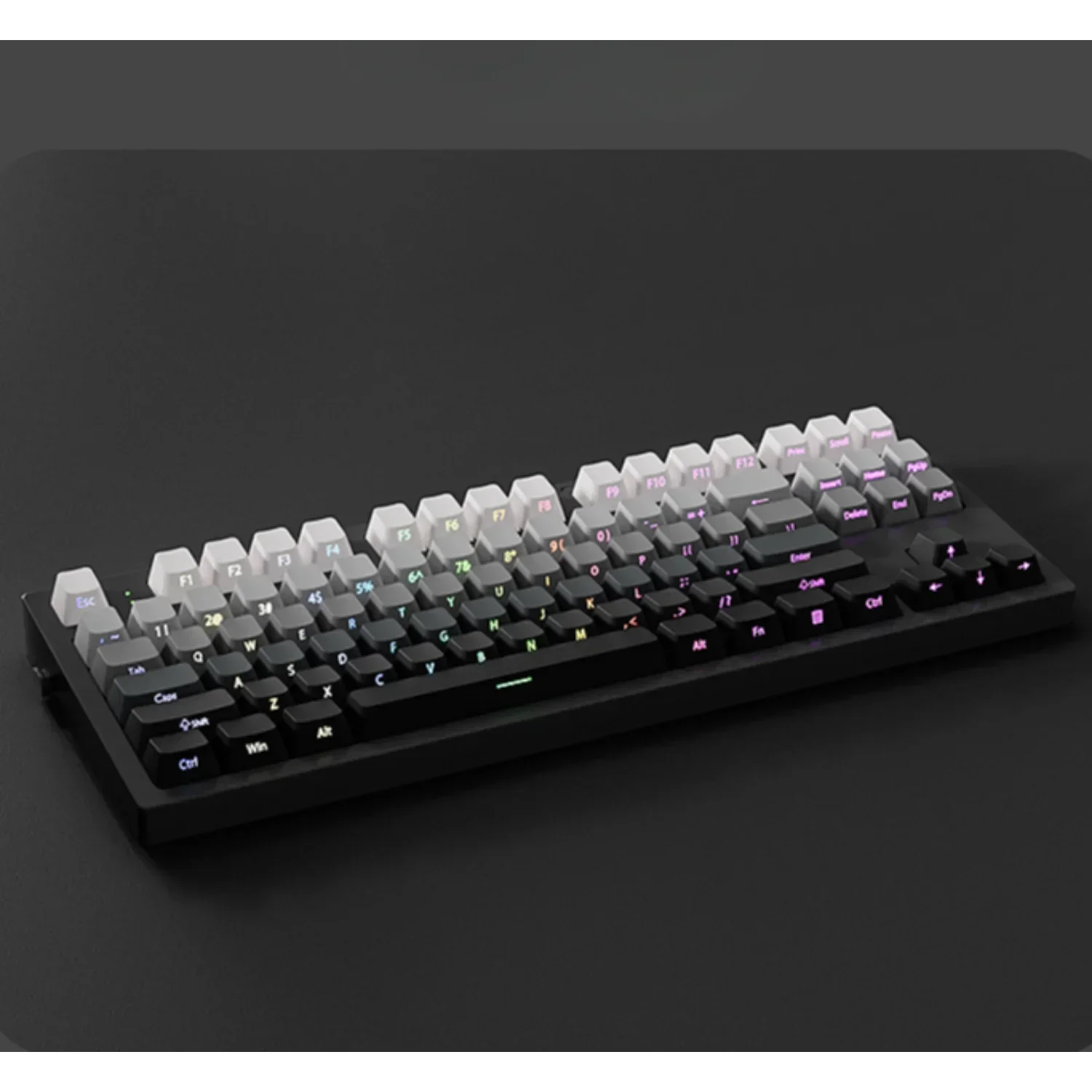 Mechanical keyboard with RGB backlighting on a dark background