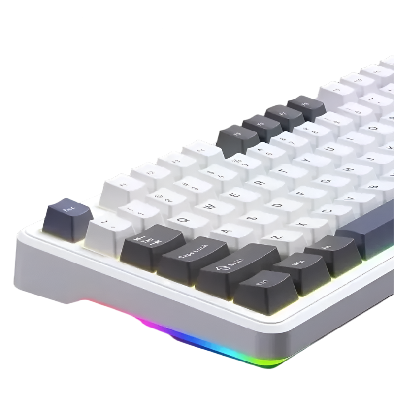 Gaming keyboard with RGB flank light on a black background