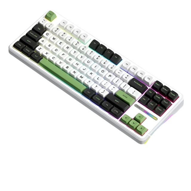 Mechanical keyboard with RGB lighting on a dark background