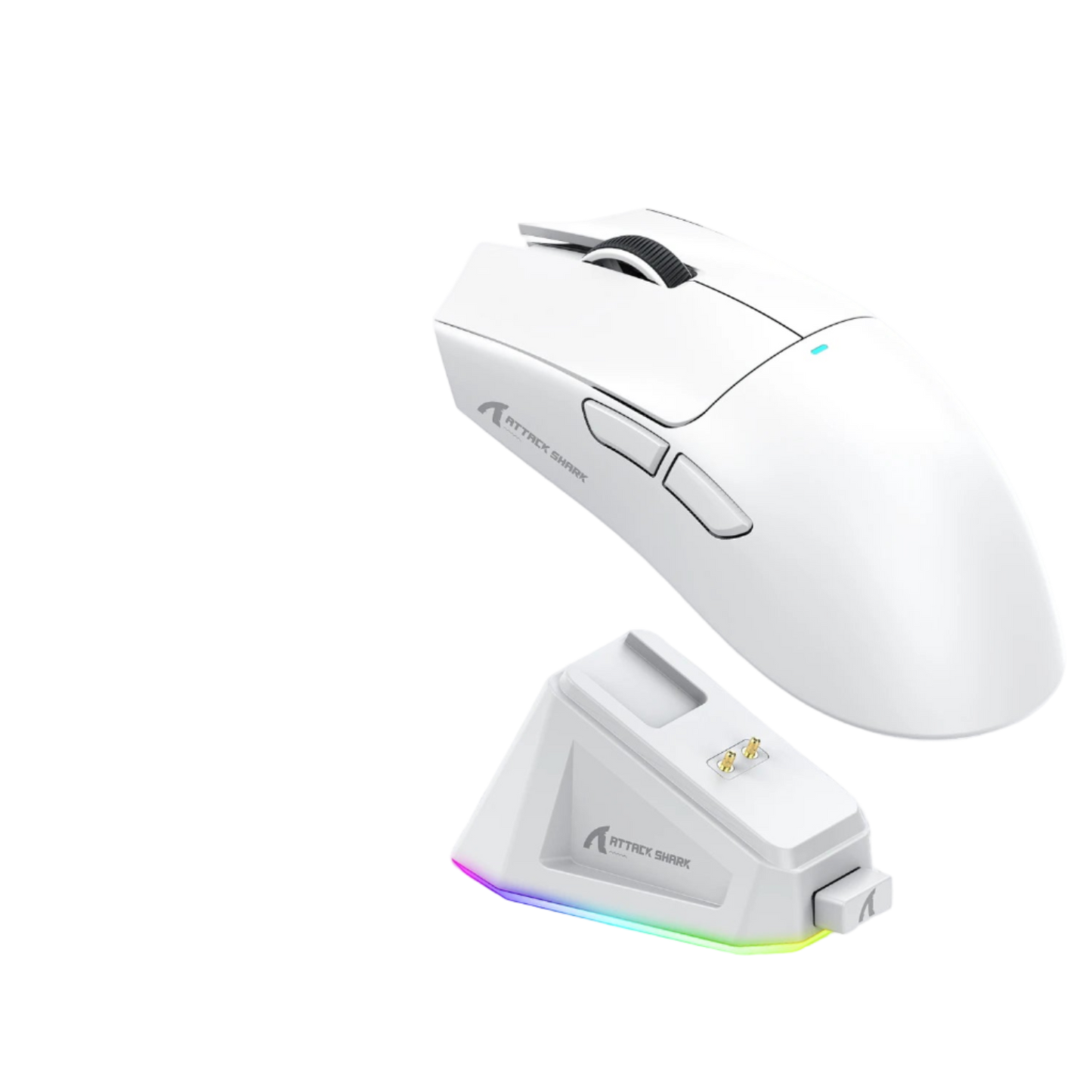 Attack Shark X11 mouse with charging dock on a white background
