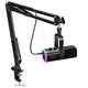 Microphone stand with RGB light on a white background