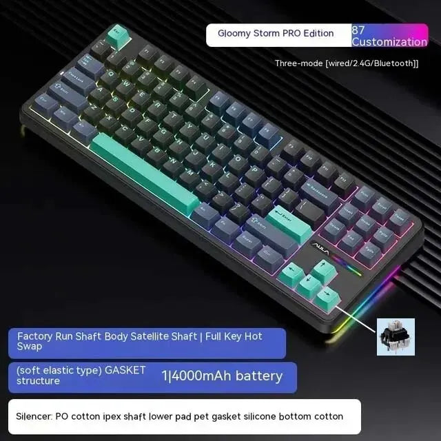 Gloomy Storm PRO Edition keyboard with RGB lighting on a dark background