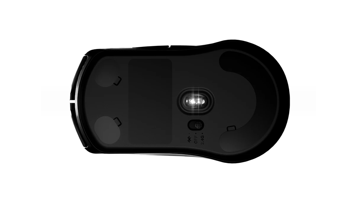 Black gaming mouse on a white background