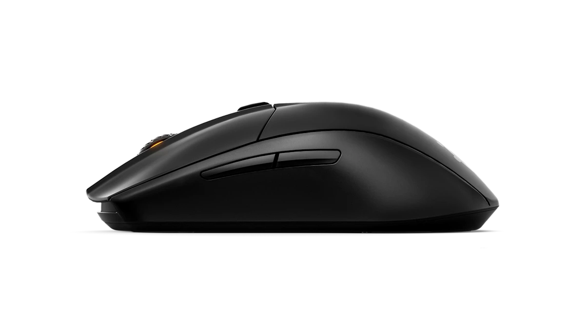Black computer mouse on a white background