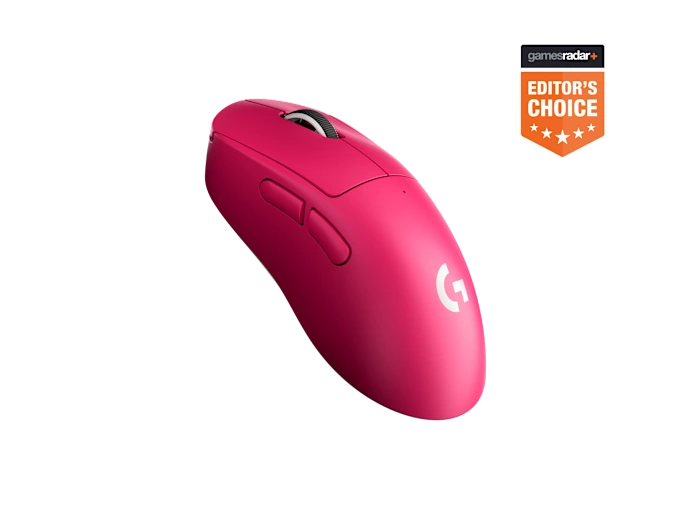 Pink computer mouse with GameRadar Editor's Choice badge on a white background