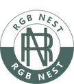Logo of RGB NEST with a circular design and green color scheme.