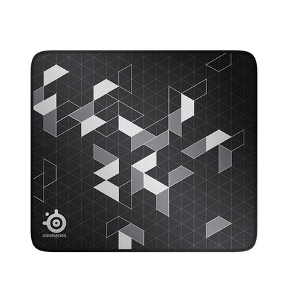 Mouse pad with geometric design and SteelSeries logo on a white background