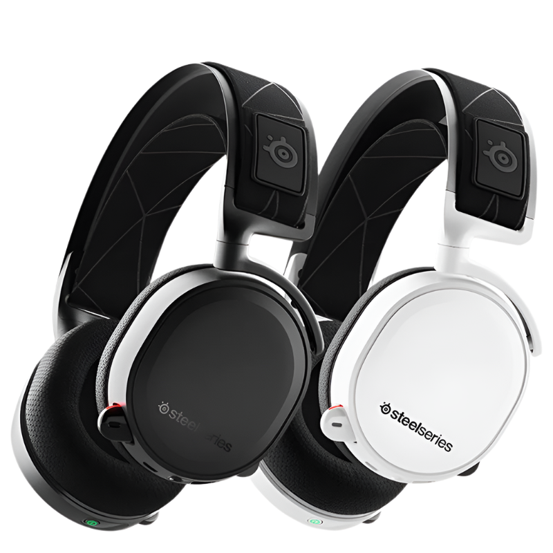 Pair of Steelseries Arctis 7 gaming headphones on a white background