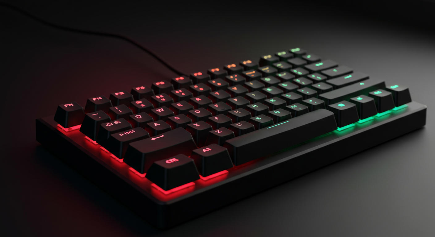 Mechanical keyboard with RGB lighting on a dark background