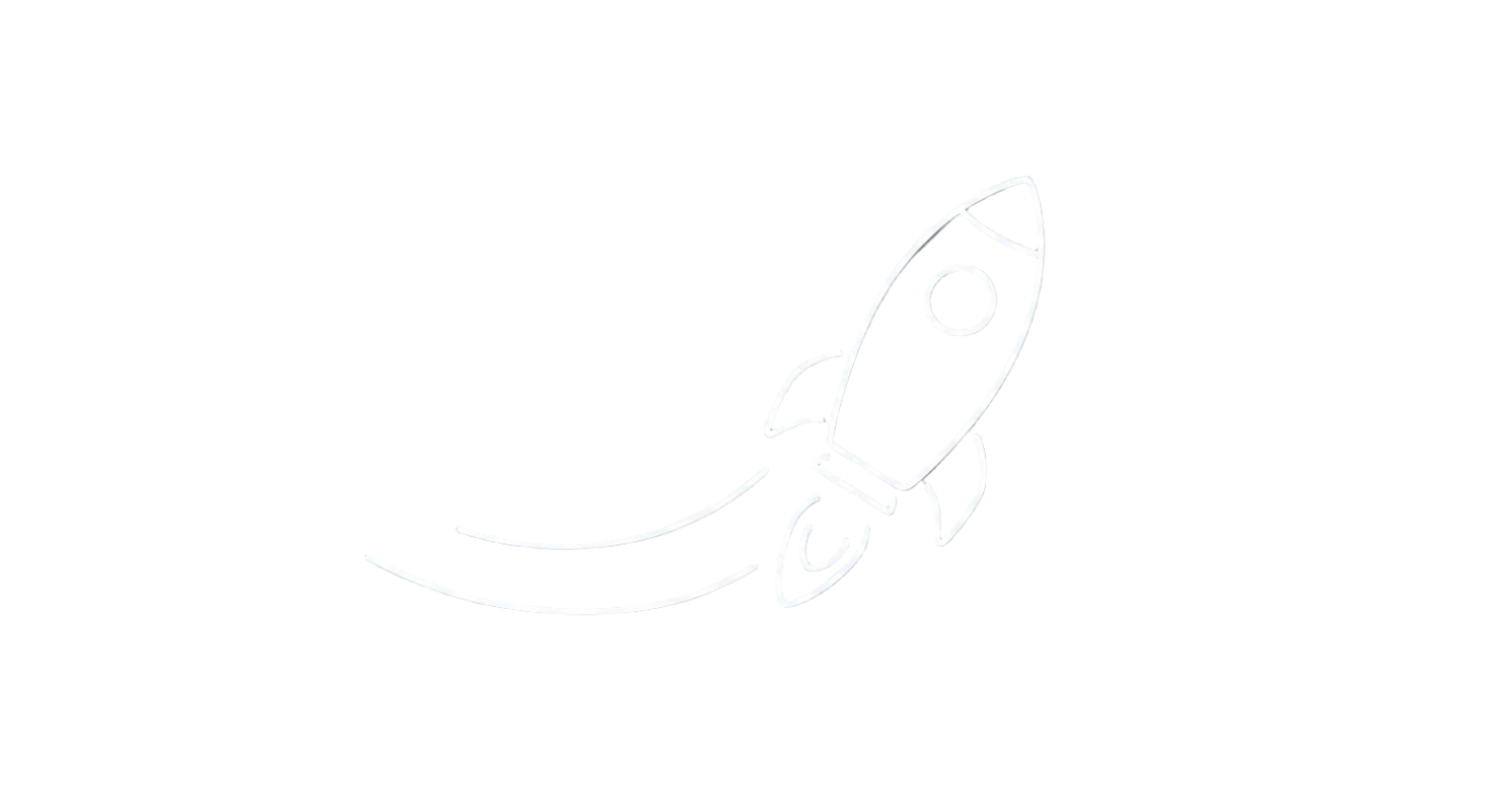 Neon outline of a rocket on a black background