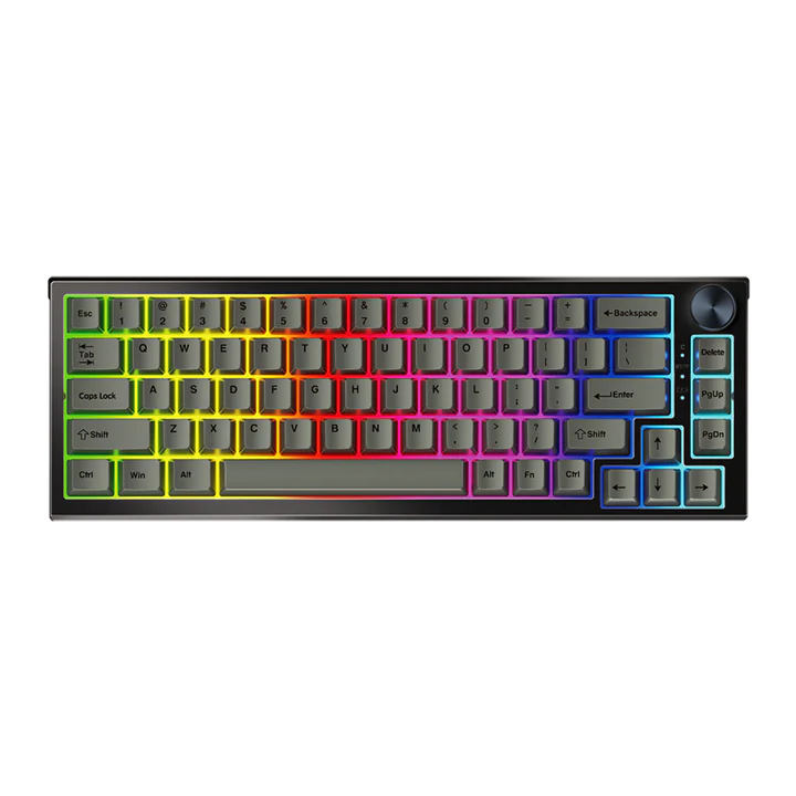 Mechanical keyboard with RGB lighting on a white background