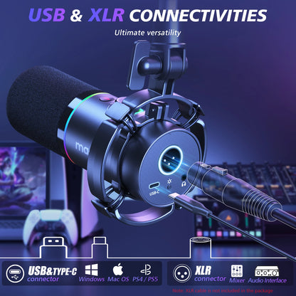 Maono PD200XS Dynamic Mic Dual-Mode Podcast Mic - RGB Nest