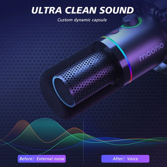 Maono PD200XS Dynamic Mic Dual-Mode Podcast Mic - RGB Nest