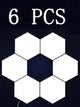 White hexagonal light panels arranged in a pattern with '6 PCS' text on a dark background.