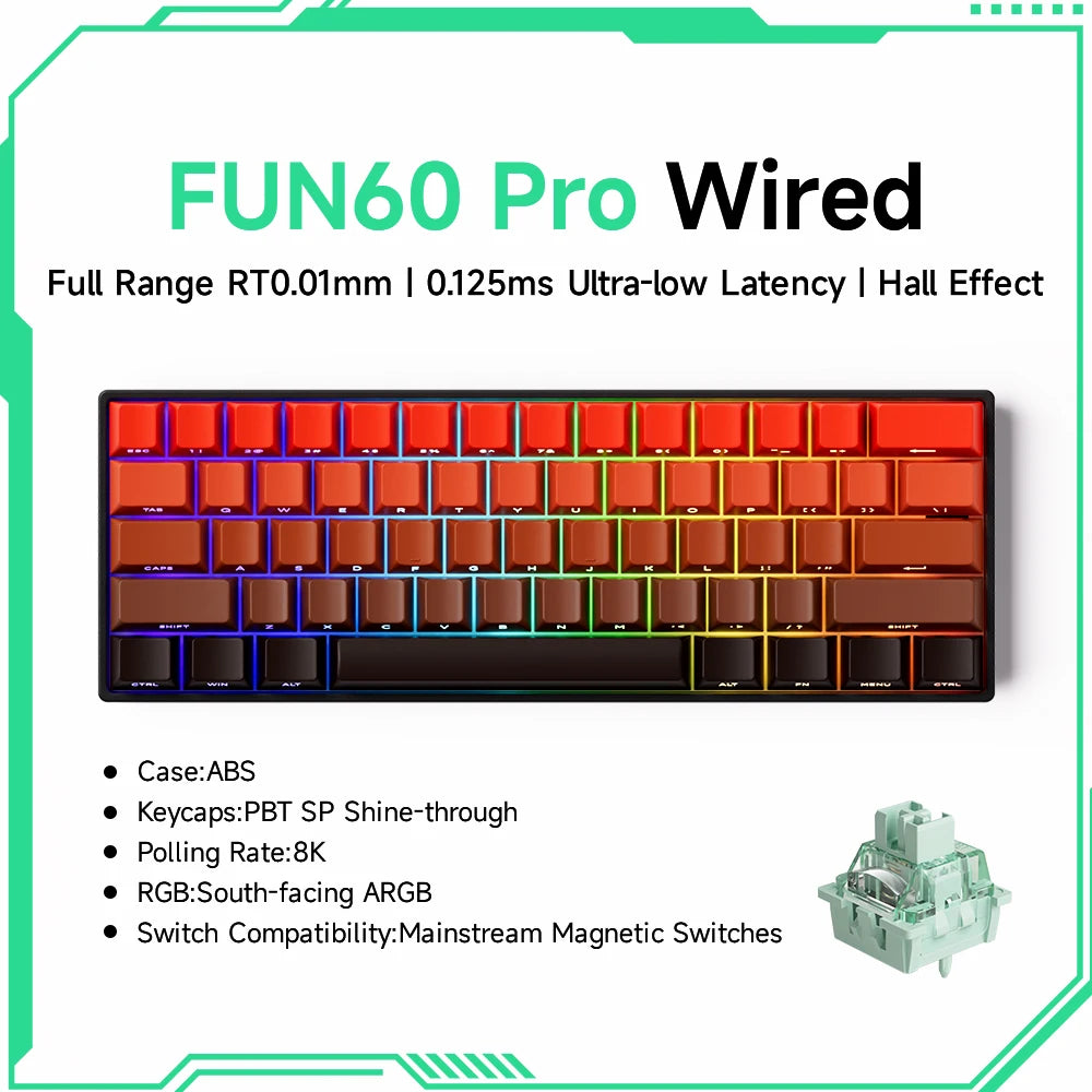 FUN60 Pro Wired keyboard with colorful keycaps on a white background