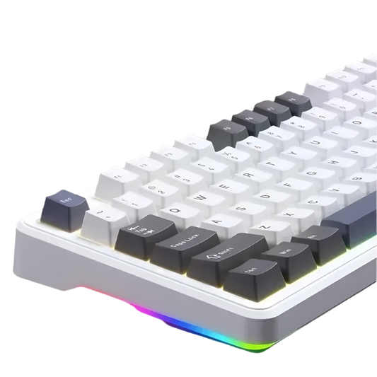 Gaming keyboard with RGB flank light on a black background