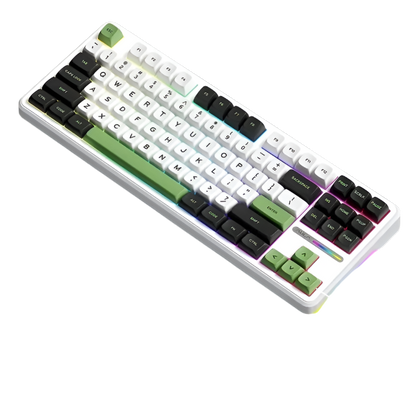 Mechanical keyboard with RGB lighting on a dark background