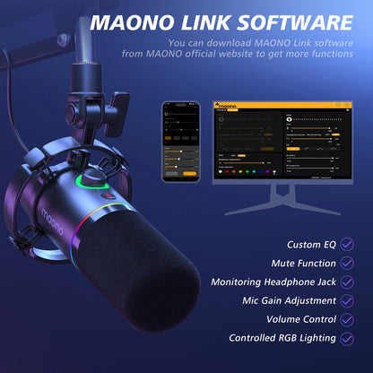 Maono PD200XS Dynamic Mic Dual-Mode Podcast Mic - RGB Nest