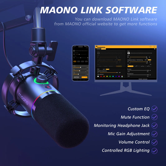 Maono PD200XS Dynamic Mic Dual-Mode Podcast Mic - RGB Nest