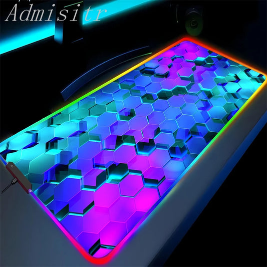 Colorful geometric pattern on a surface with 'Admisitr' branding.