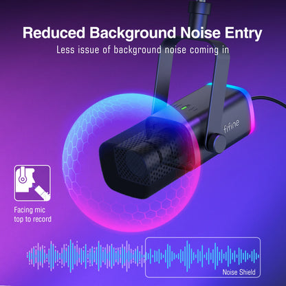 Noise reduction device with text 'Reduced Background Noise Entry' on a purple background
