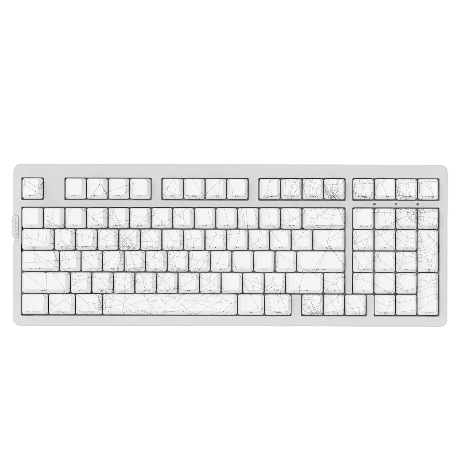 Mechanical keyboard with text 'ZH980 97键机械键盘' on a white background
