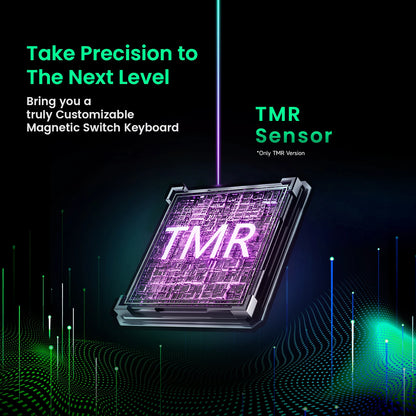 Magnetic switch keyboard with TMR sensor on a dark background