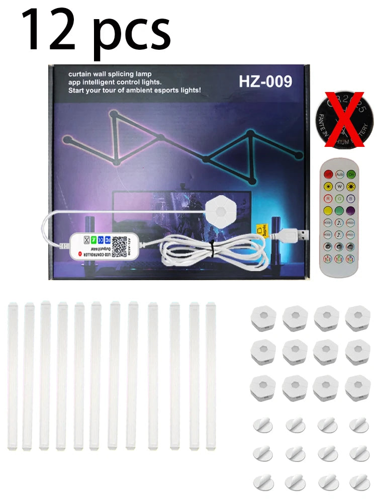 LED light strip kit with accessories and remote control on a white background