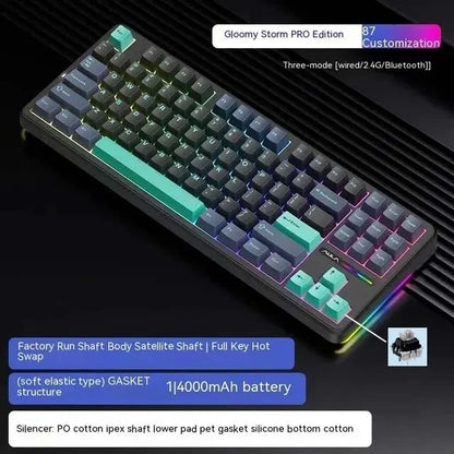 Gloomy Storm PRO Edition keyboard with RGB lighting on a dark background