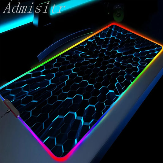 Gaming keyboard with honeycomb design and RGB lighting on a dark background
