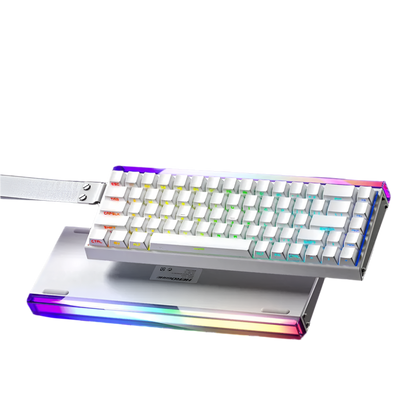 Aula Hero 68HE magnetic switch keyboard with specifications on a purple background