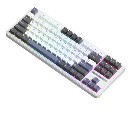 Mechanical keyboard with RGB backlighting on a black background