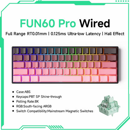 FUN60 Pro Wired keyboard with colorful keycaps on a white background