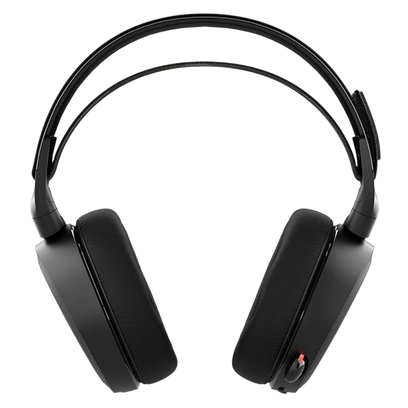 Black headphones on a white background