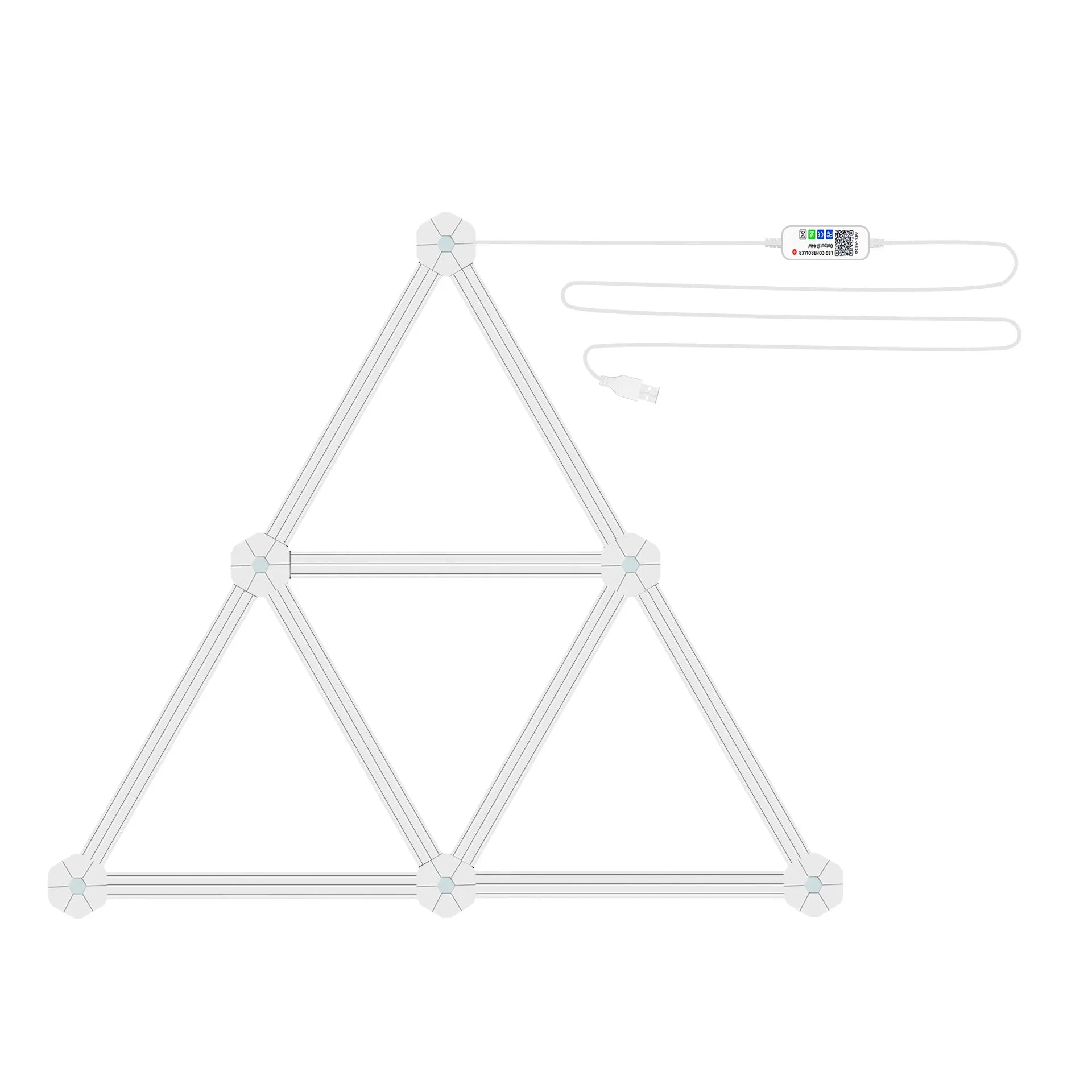 Geometric white frame with a small device on a white background