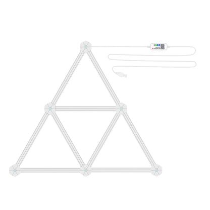 Geometric white frame with a small device on a white background