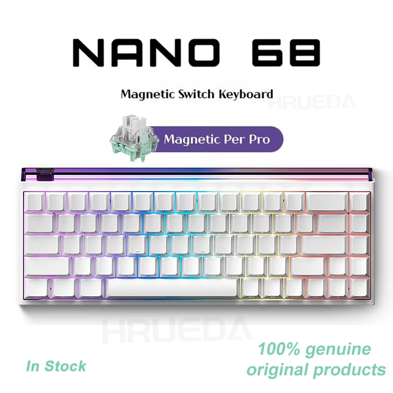 NANO 68 magnetic switch keyboard with colorful keycaps on a white background