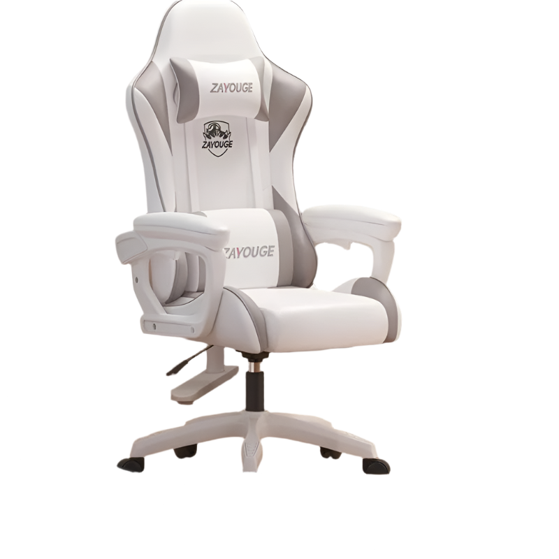 White gaming chair with 'ZAYOUGE' branding on a white background