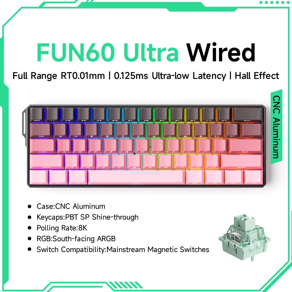 FUN60 Ultra Wired keyboard with colorful keycaps on a white background