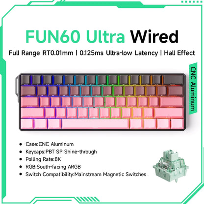 FUN60 Ultra Wired keyboard with colorful keycaps on a white background