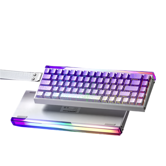 Aula Hero 68HE magnetic switch keyboard with purple and white keycaps on a dark background