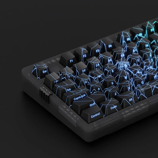 Mechanical keyboard with illuminated keys on a dark background