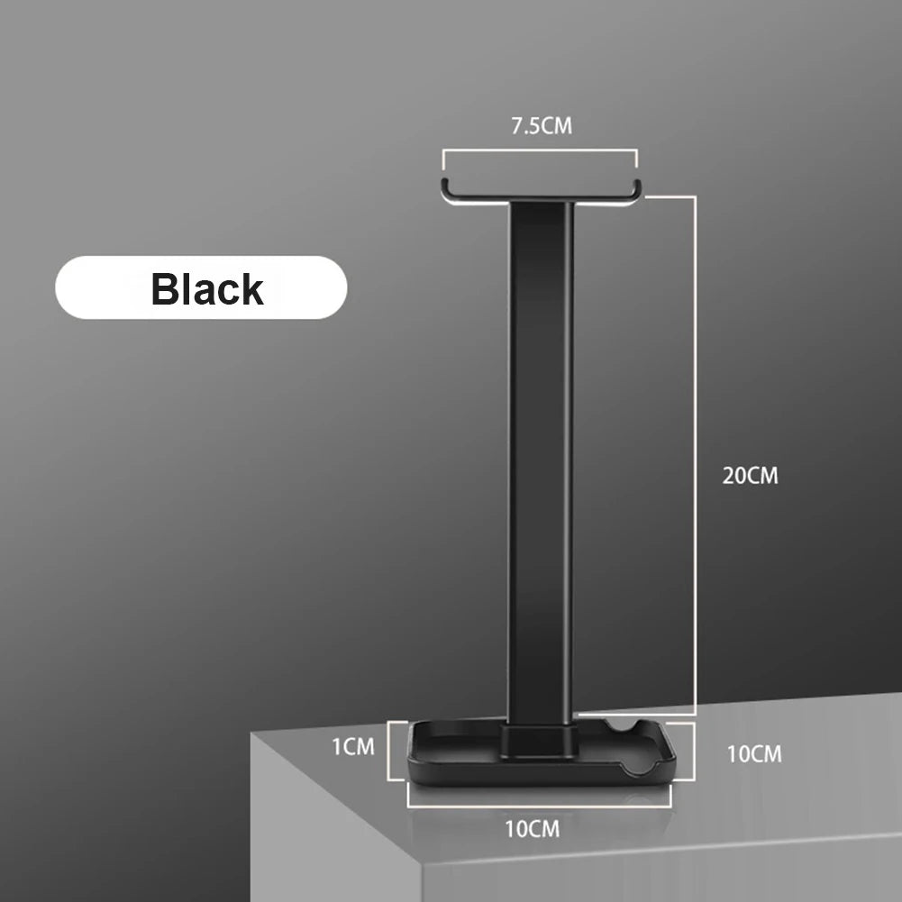 Black stand with measurements on a gray background