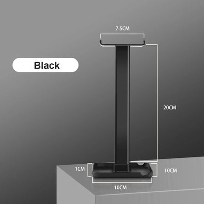 Black stand with measurements on a gray background