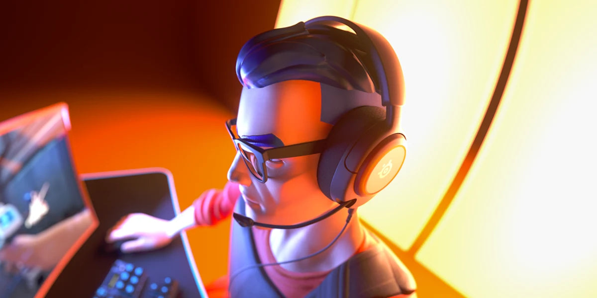 Person wearing a VR headset with a blurred background