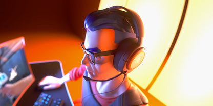 Person wearing a VR headset with a blurred background