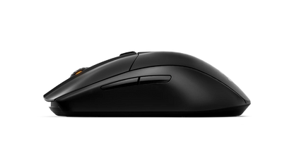 Black computer mouse on a white background
