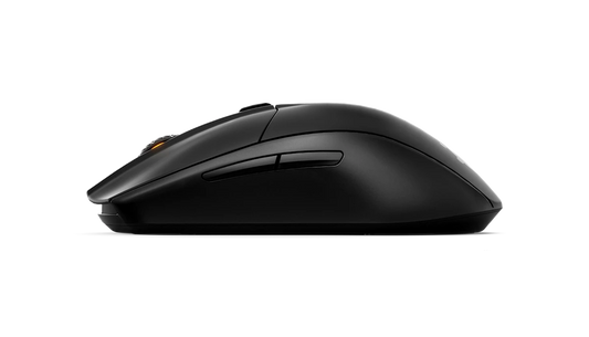 Black computer mouse on a white background